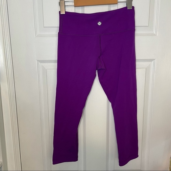 LULULEMON Wunder Under Crop Luon Leggings Tender Violet 4 - Picture 4 of 6